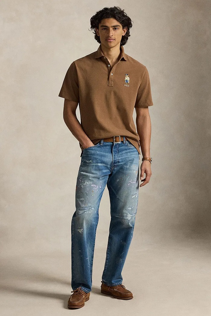 Odzież Polo Ralph Lauren Polo męskie bawełniane 710B27060 brązowy