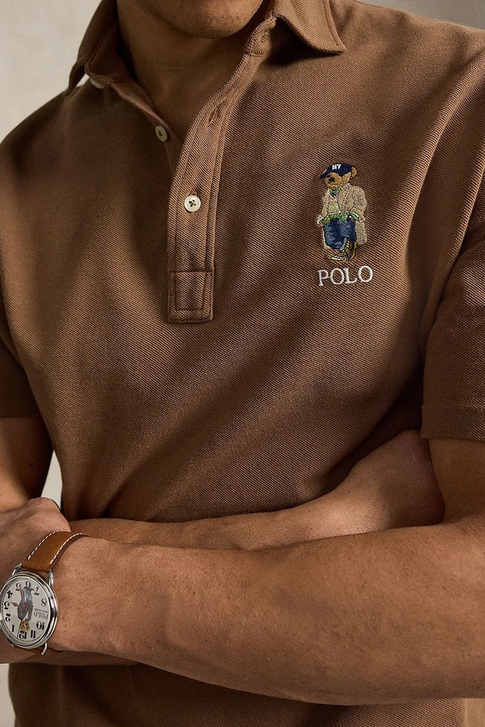 Polo męskie bawełniane Polo Ralph Lauren 710B27060 brązowy