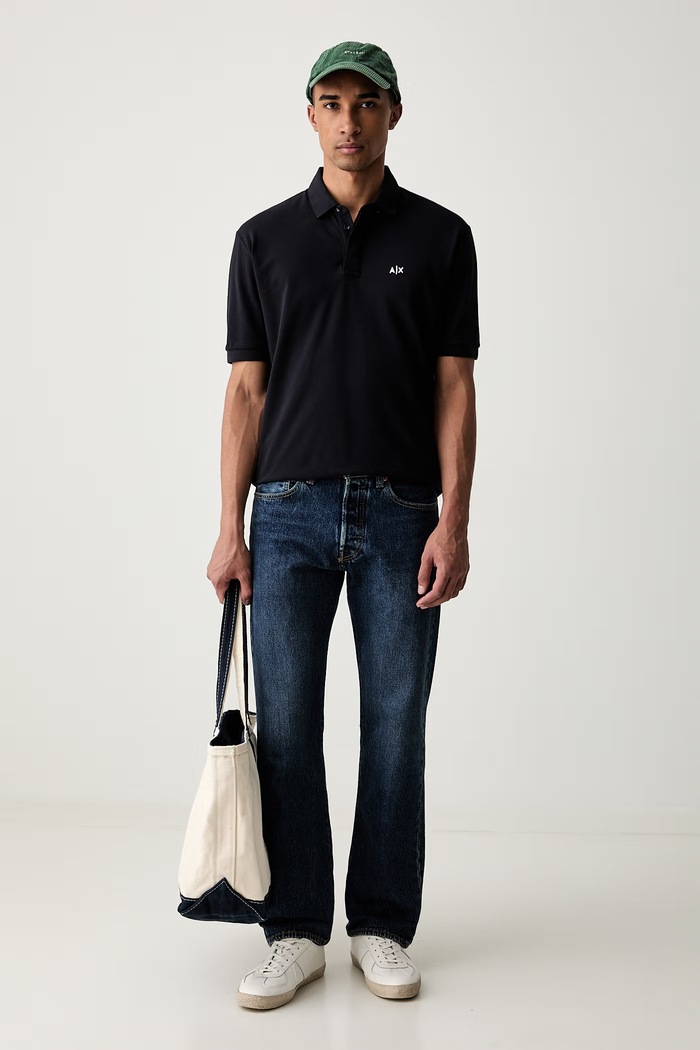Armani Exchange polo tričko pánske bavlnené s elastanom XM002898.AF17321 tmavomodrá AW26