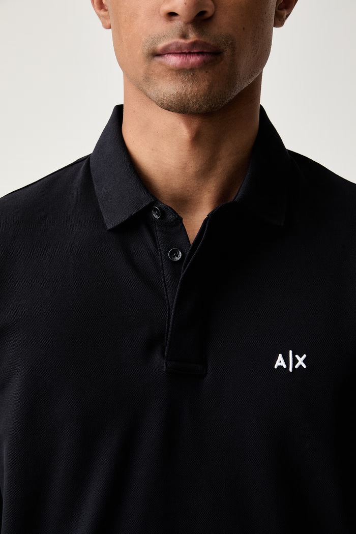 Armani Exchange polo tričko pánske bavlnené s elastanom tmavomodrá XM002898.AF17321