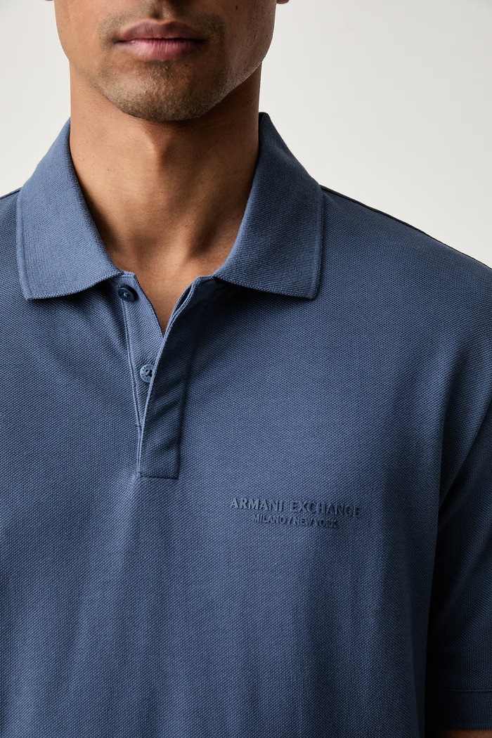 Armani Exchange polo męskie bawełniane niebieski XM001286.AF10366