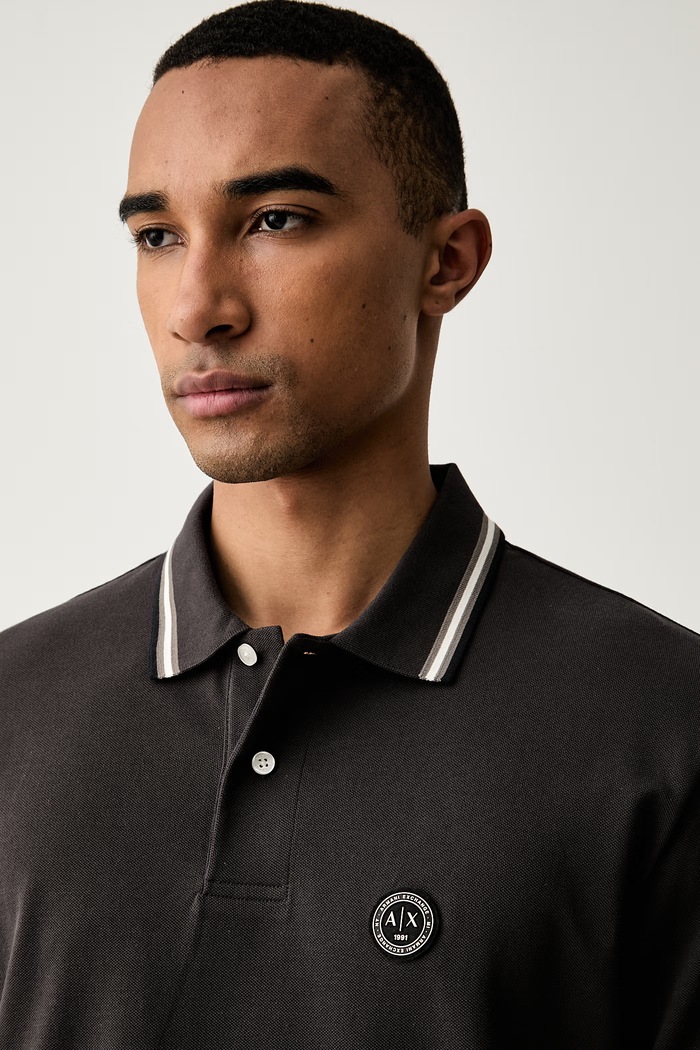 Armani Exchange polo męskie bawełniane brązowy XM002939.AF13026