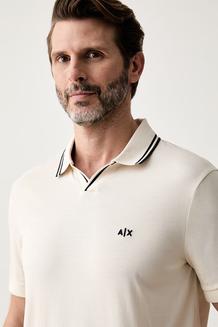 Armani Exchange polo majica za muškarce od pamuka bež XM002933.AF10337