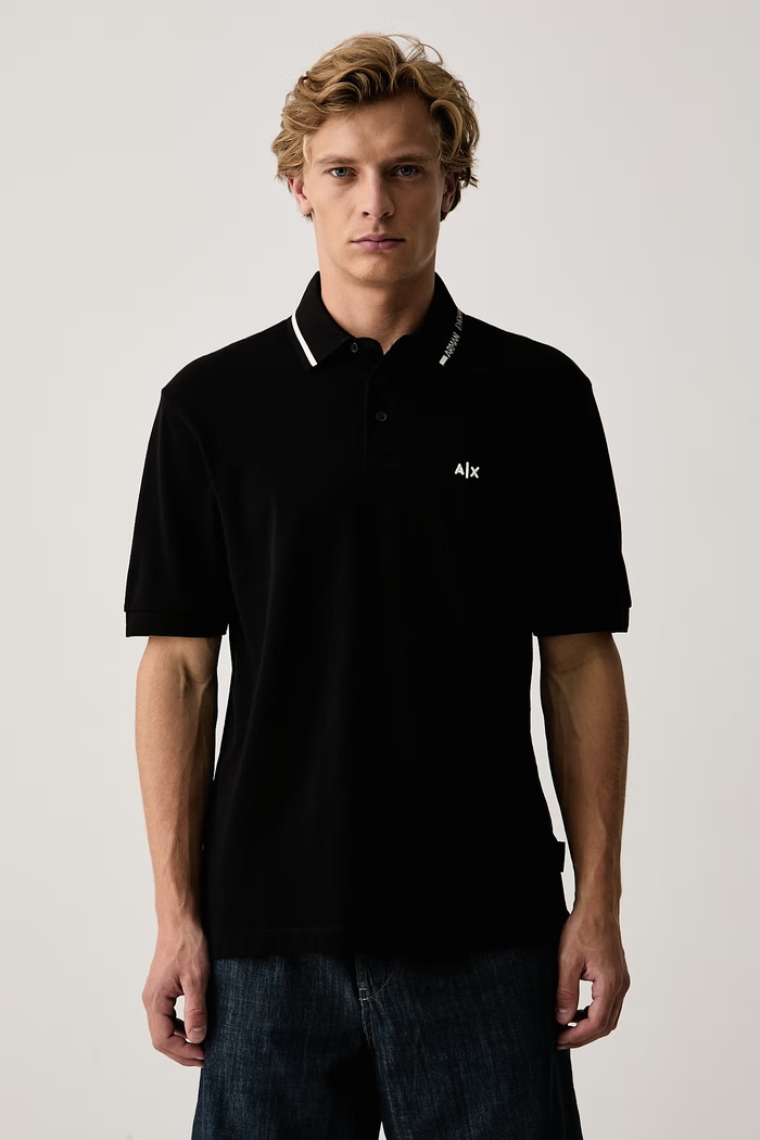 Armani Exchange Polo din bumbac negru XM002932.AF13026