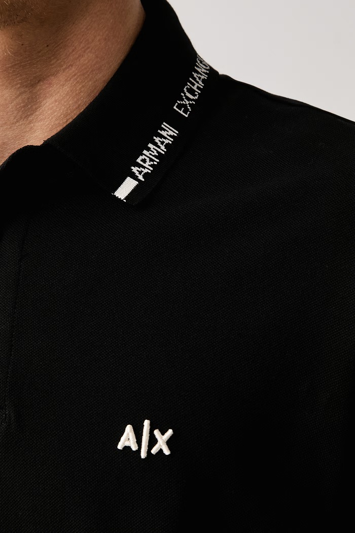 Polo din bumbac Armani Exchange negru XM002932.AF13026