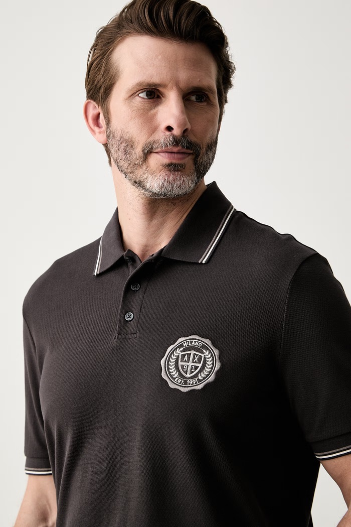 Armani Exchange polo męskie bawełniane brązowy XM002921.AF13026