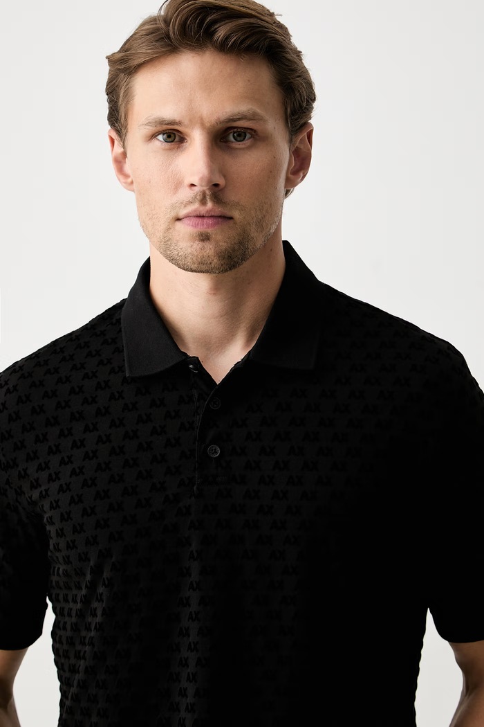 Armani Exchange polo majica moška bombažna črna XM002905.AF10356