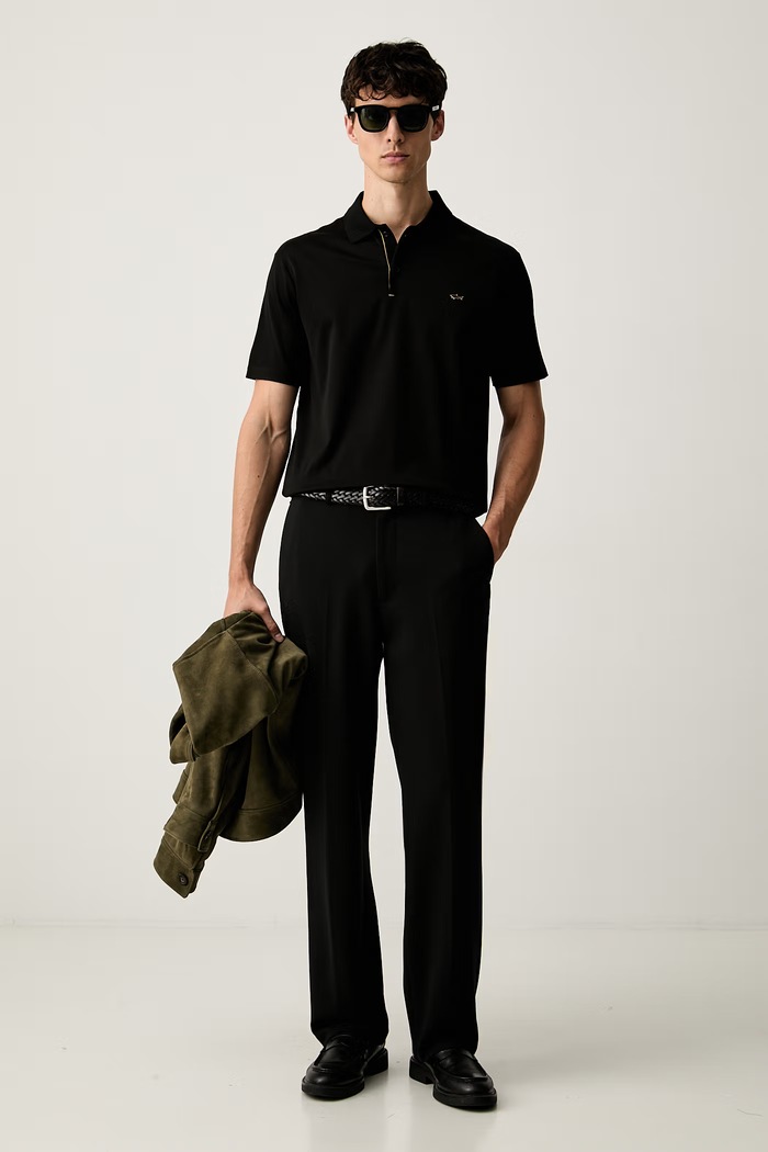 Paul&Shark polo męskie bawełniane 15311726 czarny AW26