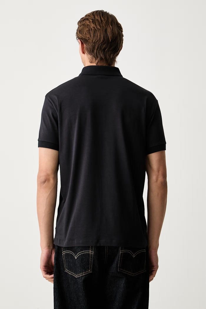 Odzież Armani Exchange polo męskie bawełniane z elastanem XM003422.AF26650 granatowy