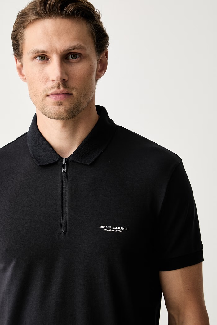 Armani Exchange polo męskie bawełniane z elastanem granatowy XM003422.AF26650