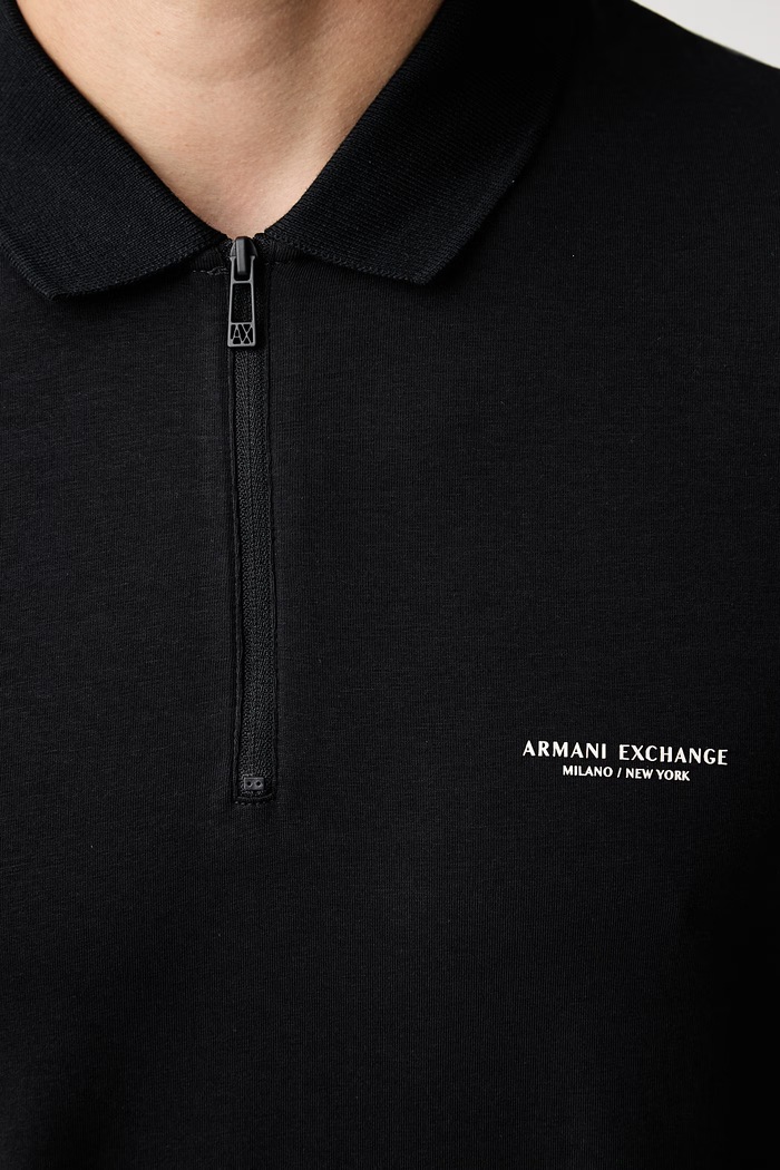 Armani Exchange polo męskie bawełniane z elastanem XM003422.AF26650 granatowy