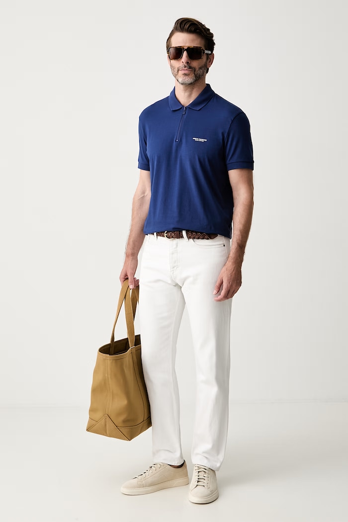 Armani Exchange polo męskie bawełniane z elastanem XM003422.AF26650 niebieski AW26