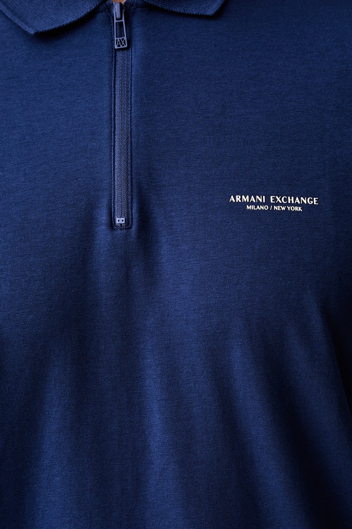 Armani Exchange polo męskie bawełniane z elastanem XM003422.AF26650 niebieski