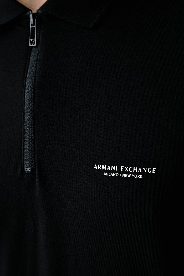 Armani Exchange поло для мужчин из хлопка с эластаном XM003422.AF26650 чёрный