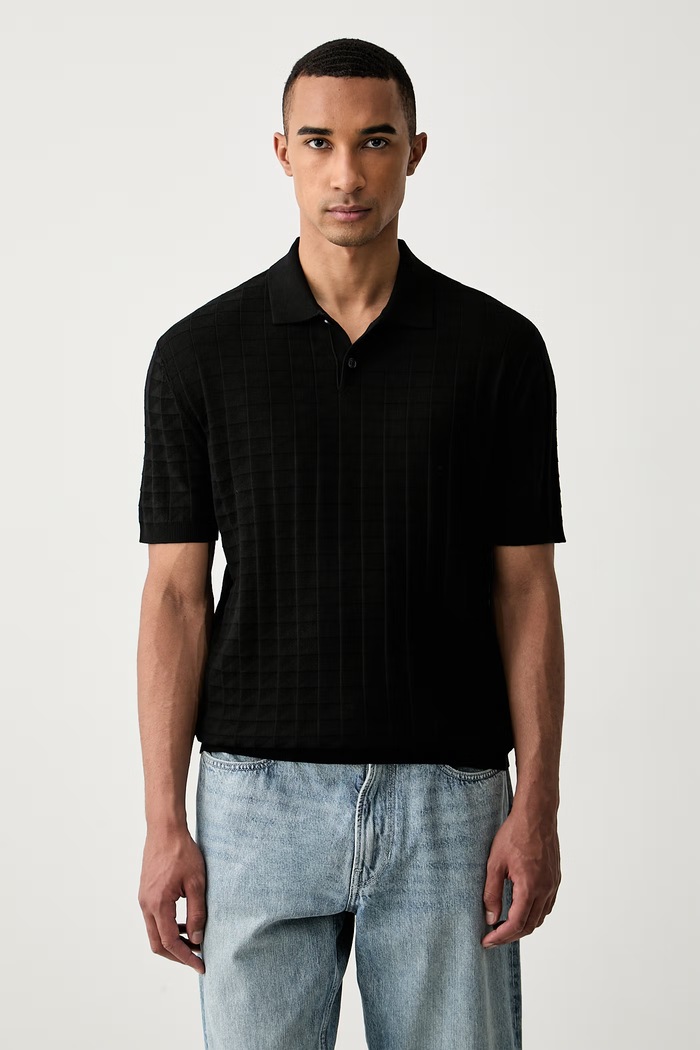 Armani Exchange pletena polo majica za muškarce s viskozom crna XM003008.AF10454