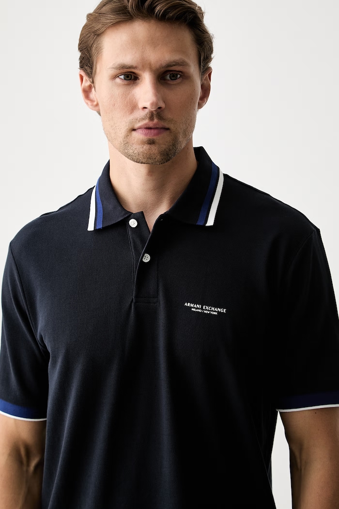 Armani Exchange polo męskie bawełniane granatowy XM002936.AF13026