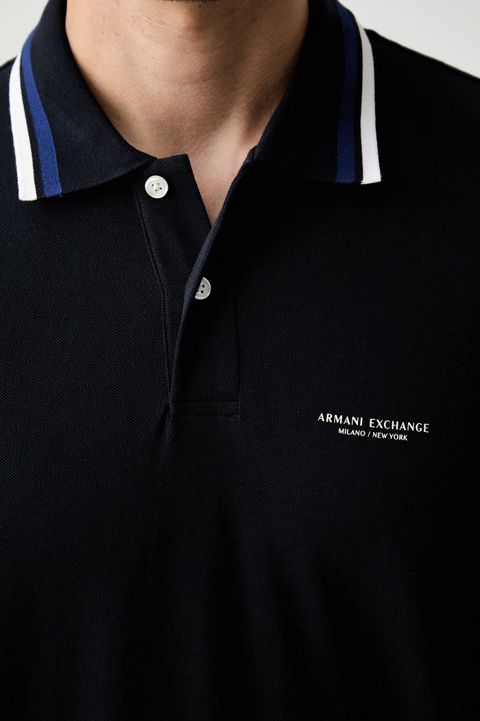 Armani Exchange polo męskie bawełniane XM002936.AF13026 granatowy