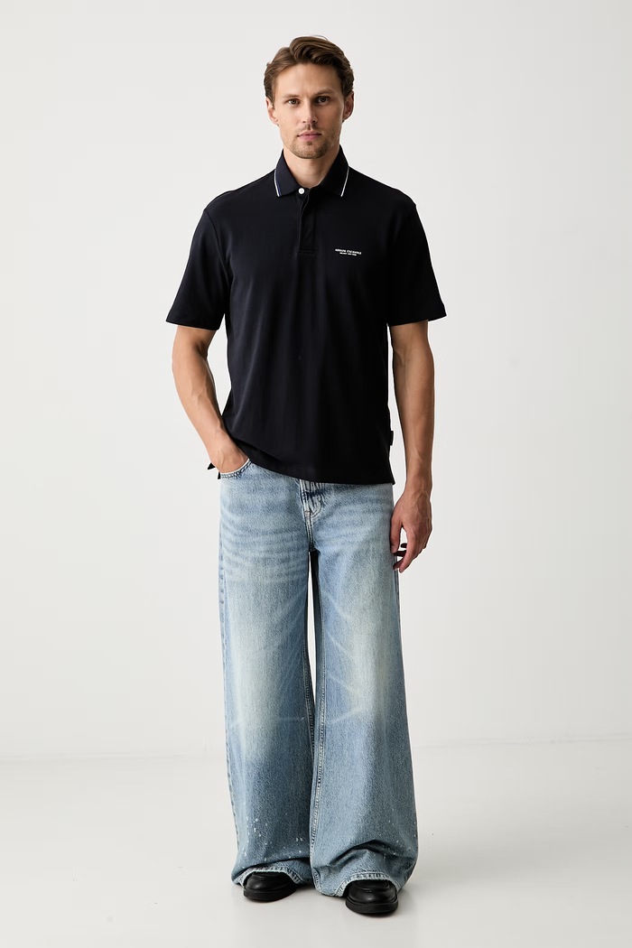 Armani Exchange polo męskie bawełniane XM002895.AF13026 granatowy AW26