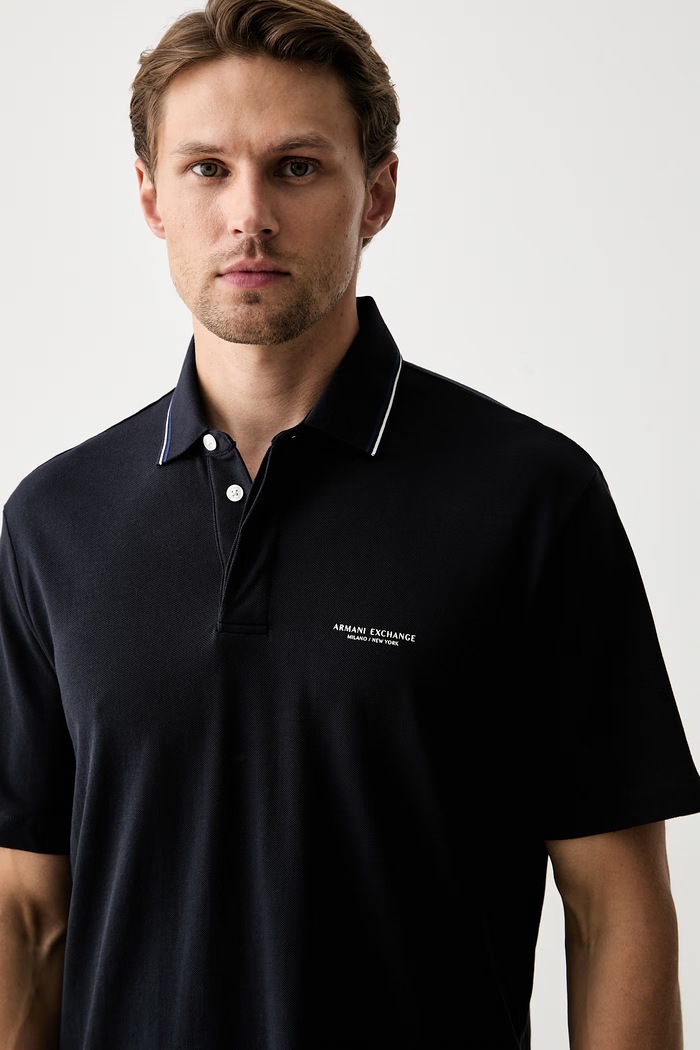 Armani Exchange polo męskie bawełniane granatowy XM002895.AF13026