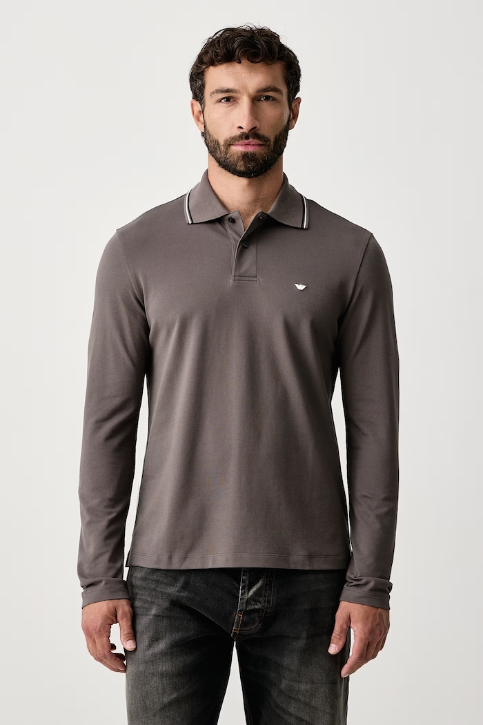 Emporio Armani Longsleeve męski bawełniany z elastanem szary EM004608.AF23090