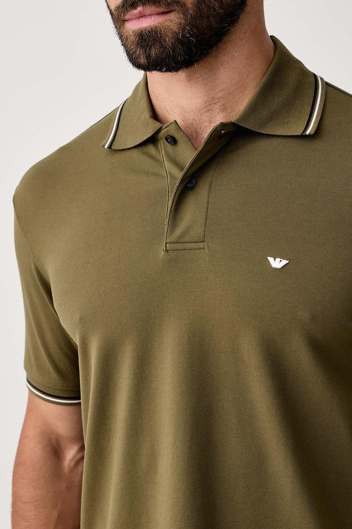 Polo męskie bawełniane z elastanem Emporio Armani EM004607.AF23090 zielony