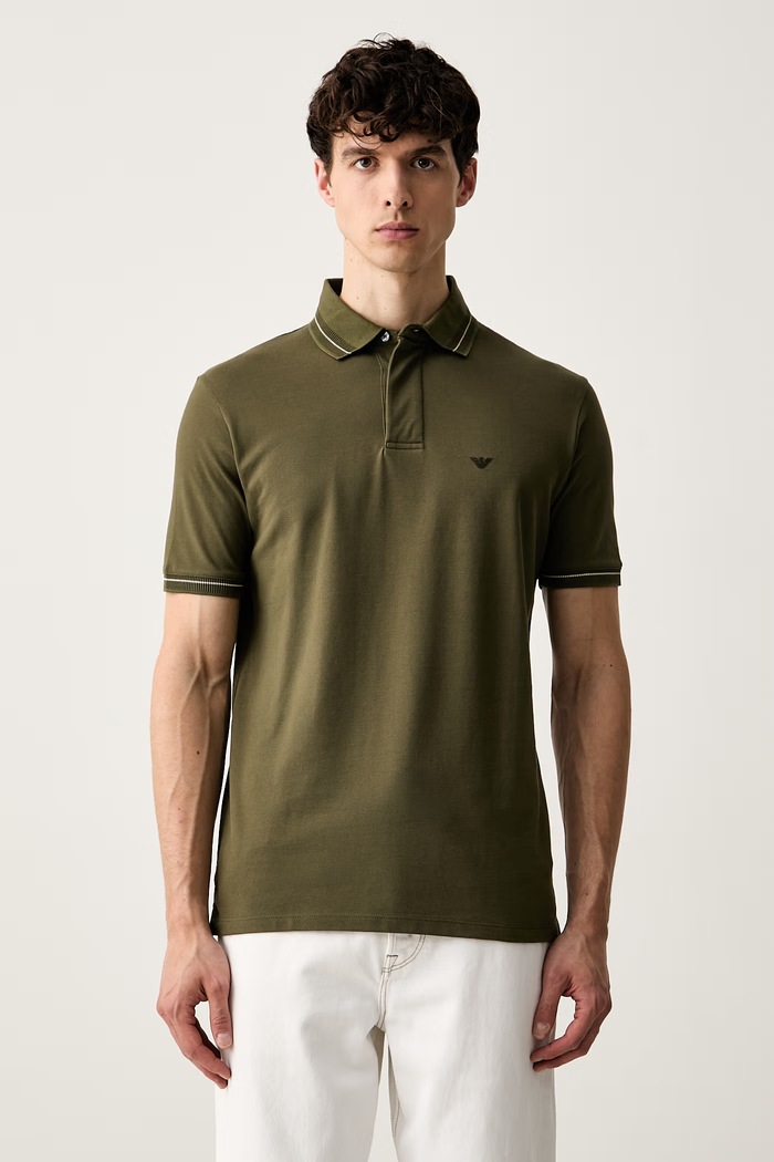 Emporio Armani polo męskie bawełniane zielony EM006625.AF12955