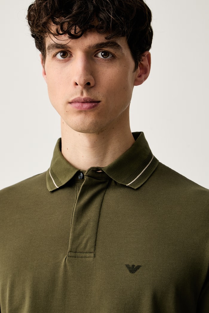 Emporio Armani polo męskie bawełniane zielony EM006625.AF12955