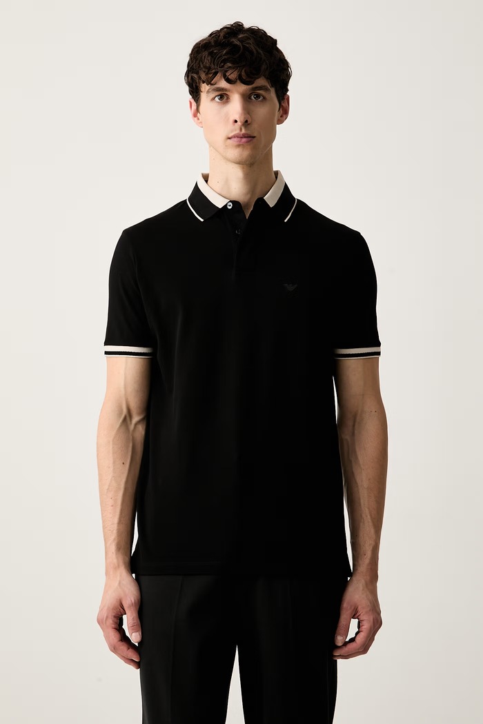 Emporio Armani polo pánské bavlněné černá EM006625.AF12955