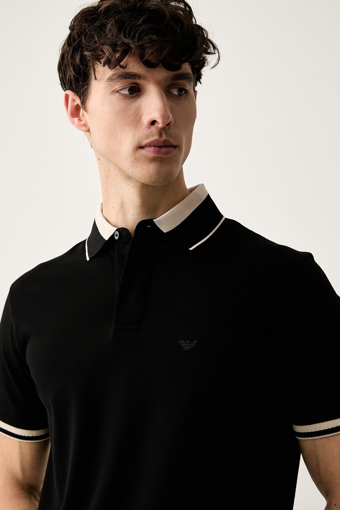 Emporio Armani polo pánské bavlněné černá EM006625.AF12955