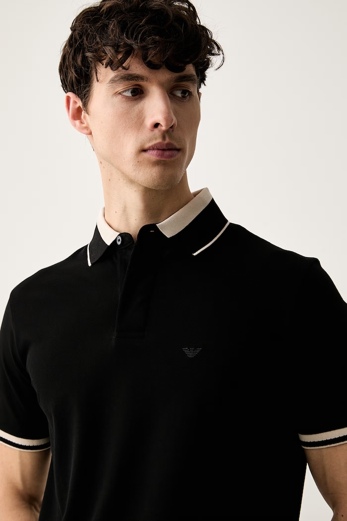Emporio Armani polo pánské bavlněné černá EM006625.AF12955