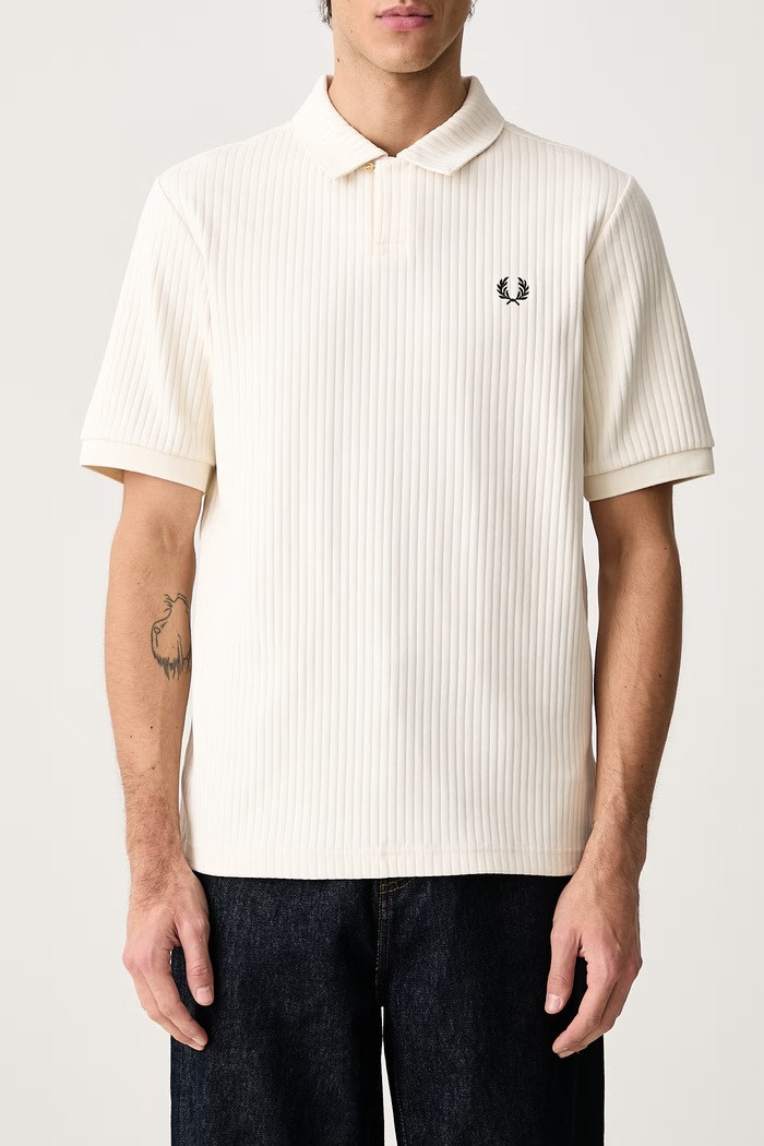 Polo męskie bawełniane z elastanem Fred Perry beżowy M3407.560