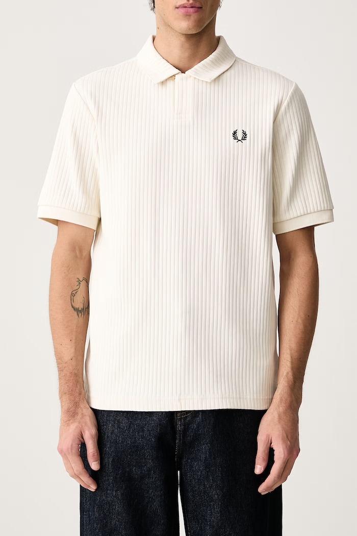 Polo męskie bawełniane z elastanem Fred Perry beżowy M3407.560