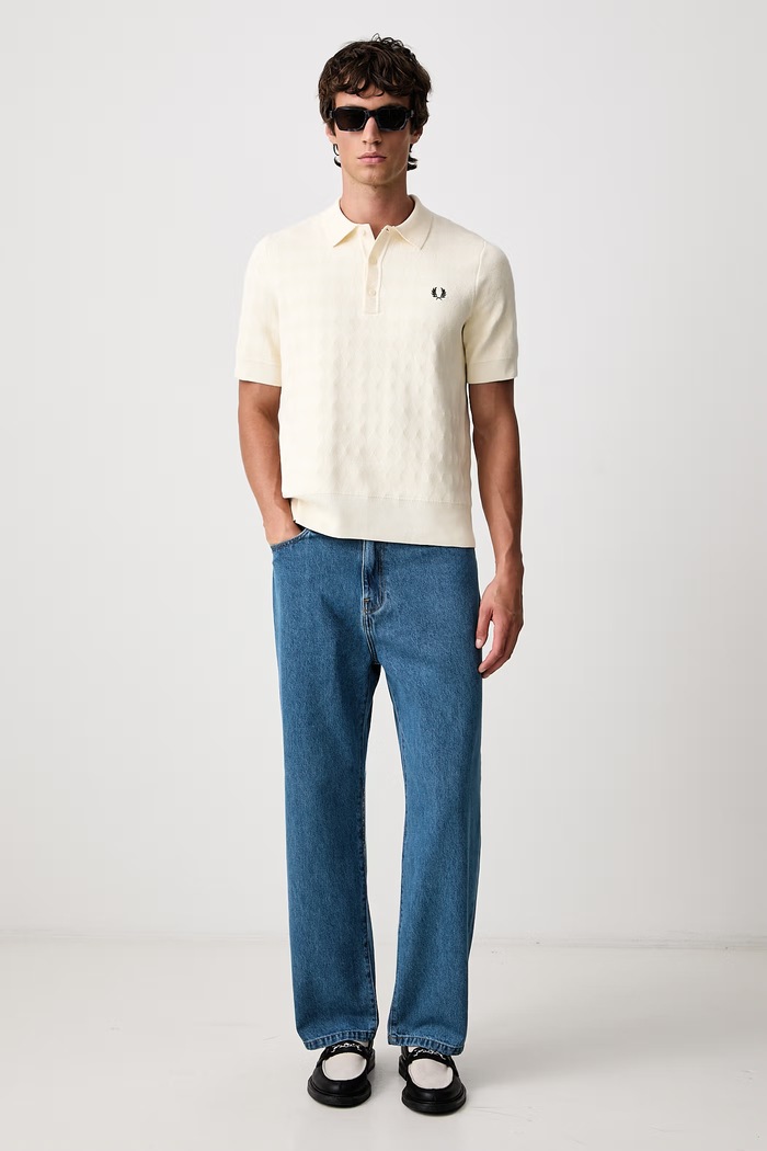 Fred Perry Polo swetrowe męskie bawełniane K3310.560 beżowy AW26