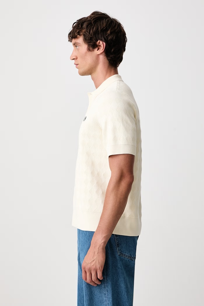 Polo swetrowe męskie bawełniane Fred Perry K3310.560 beżowy