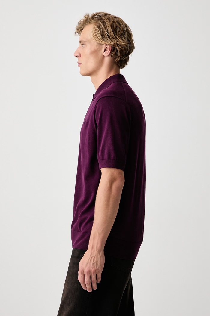 Polo swetrowe męskie bawełniane Fred Perry K9725.37C fioletowy
