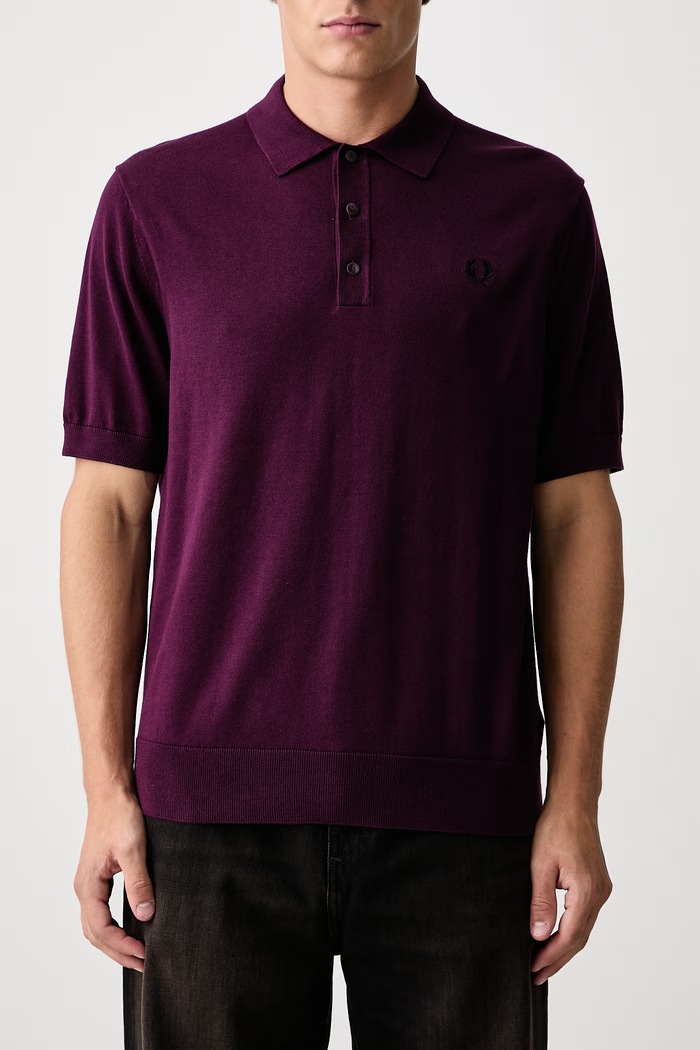 Polo swetrowe męskie bawełniane Fred Perry fioletowy K9725.37C