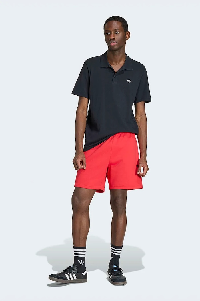 Дрехи adidas Originals Тениска с яка мъжка от памук Trefoil Essentials KS8904 черен