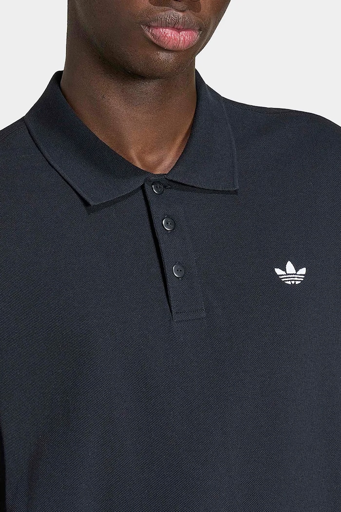 Тениска с яка мъжка от памук Trefoil Essentials adidas Originals KS8904 черен