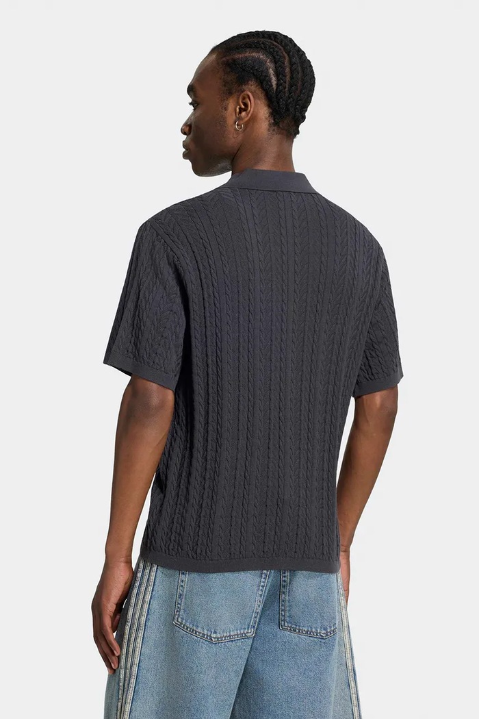adidas Originals Polo swetrowe męskie bawełniane Cable Knit KR9766 czarny AW26