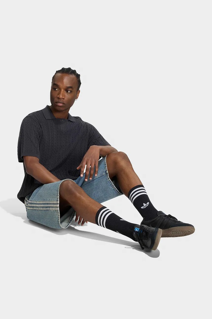 Odzież adidas Originals Polo swetrowe męskie bawełniane Cable Knit KR9766 czarny