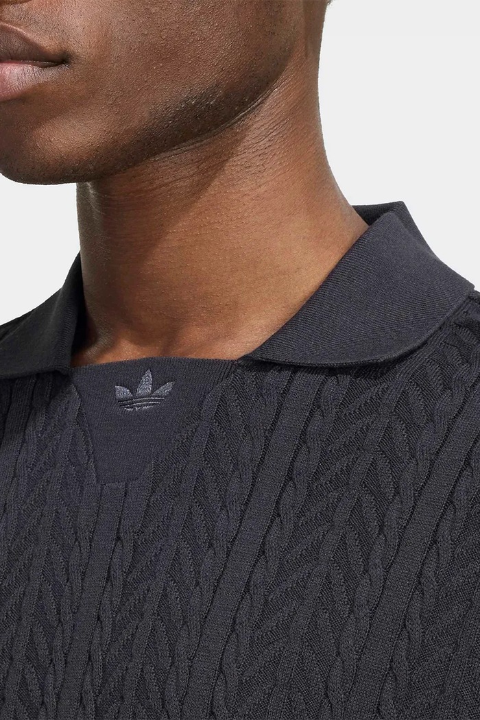 Polo swetrowe męskie bawełniane Cable Knit adidas Originals KR9766 czarny