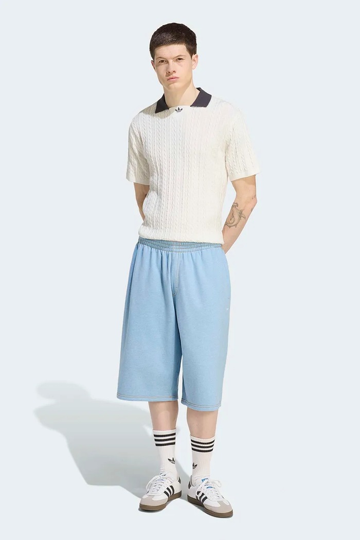 Oblečení adidas Originals Svetr s polo límečkem pánský bavlněný Cable Knit KR9765 bílá