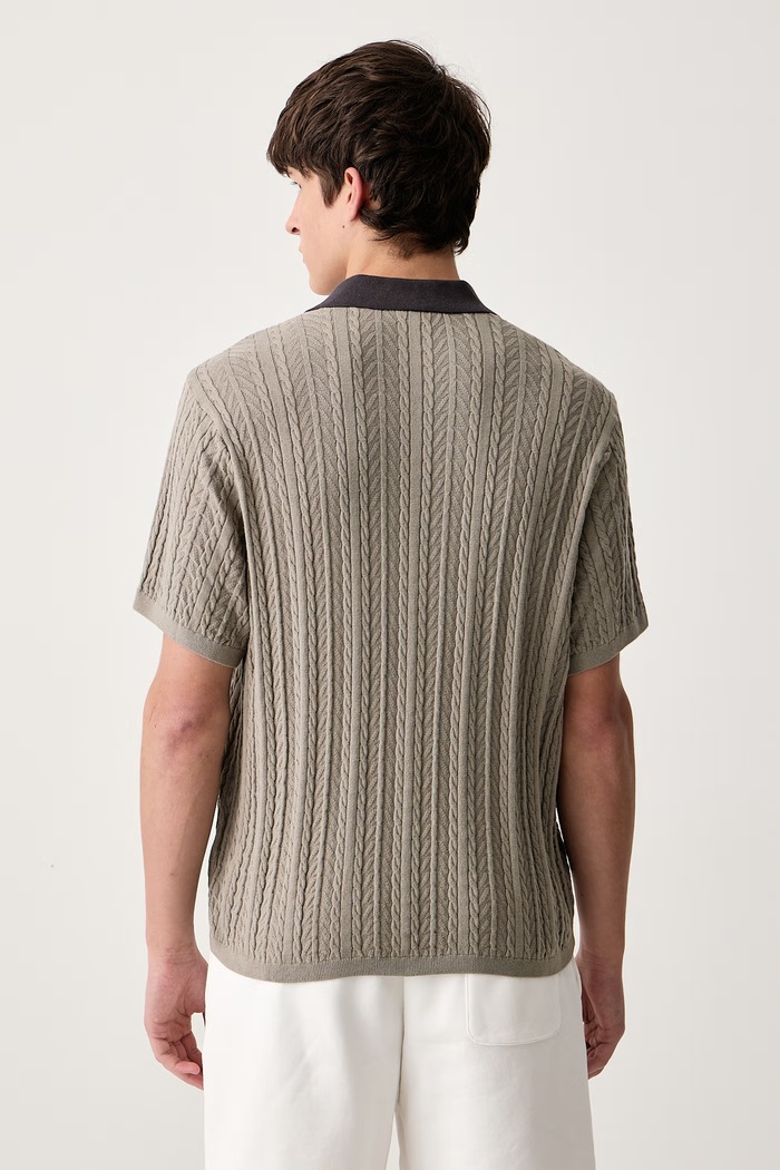Odzież adidas Originals Cable Knit polo swetrowe męskie bawełniane KR6490 zielony