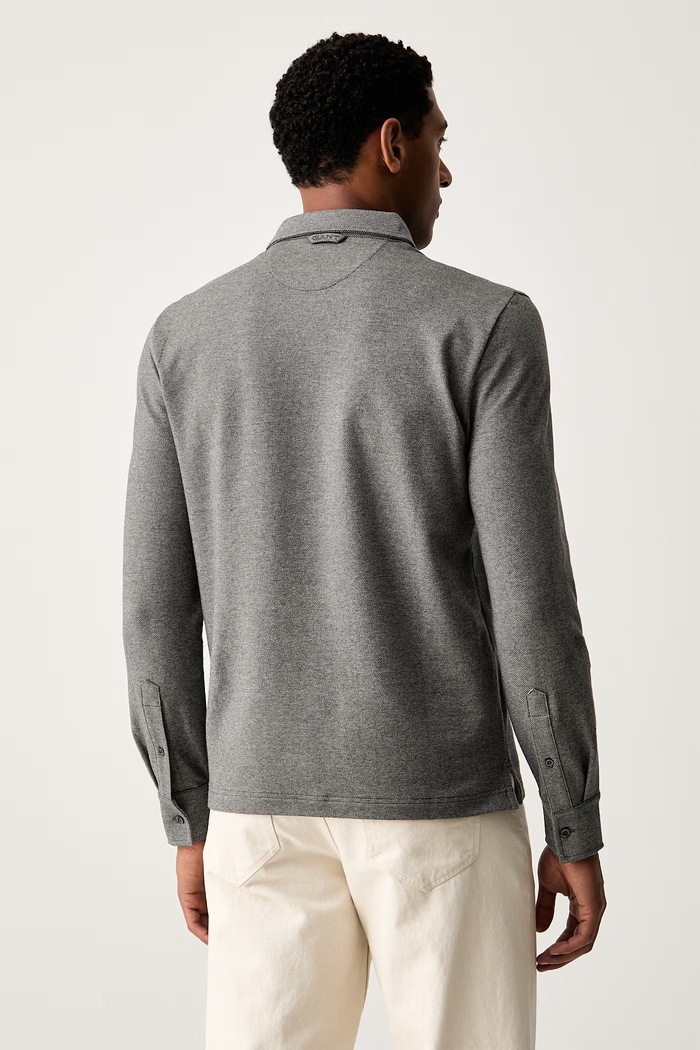 Odzież Gant Longsleeve męski bawełniany z elastanem 2014130 szary