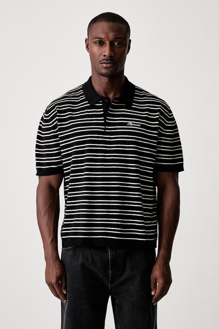Represent polo bawełniane męskie czarny MLM101288