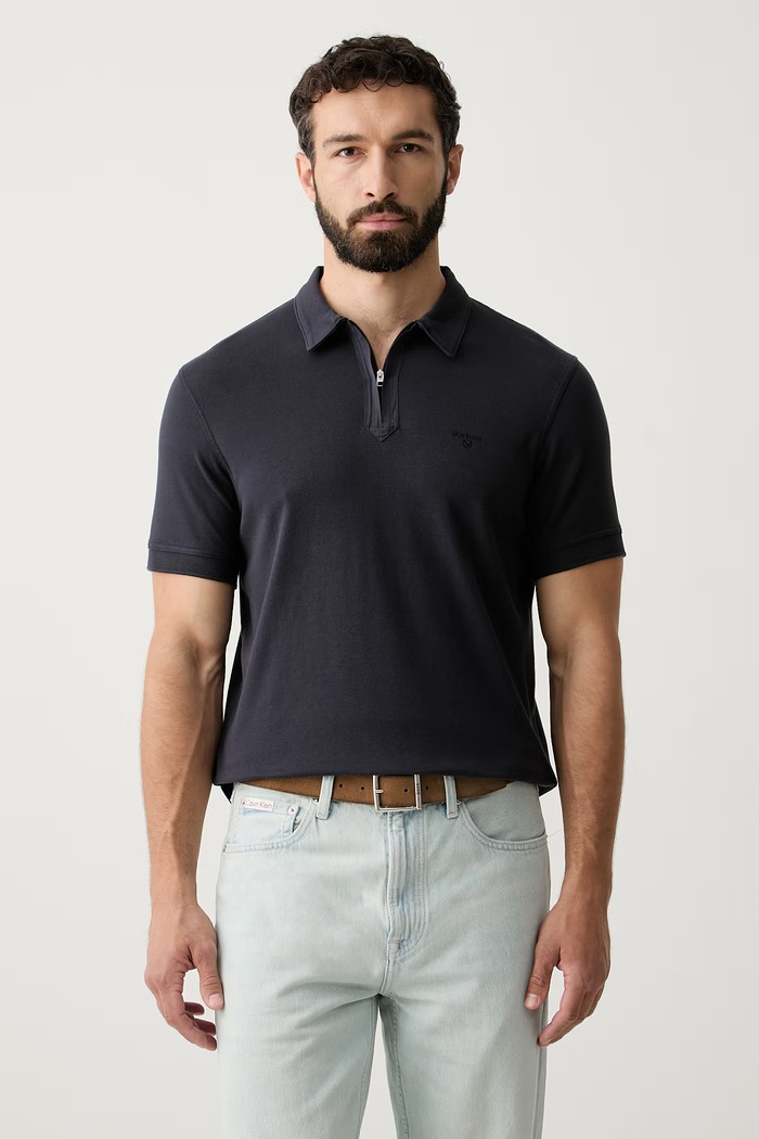 Barbour polo męskie bawełniane Crakehall granatowy MML1560