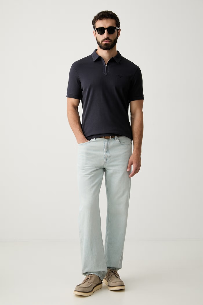 Barbour polo męskie bawełniane Crakehall MML1560 granatowy AW26