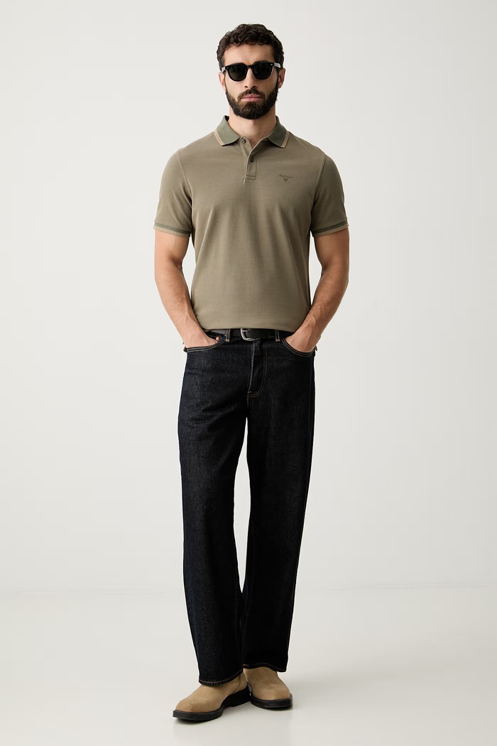 Barbour polo męskie bawełniane Bernard MML1311 zielony AW26