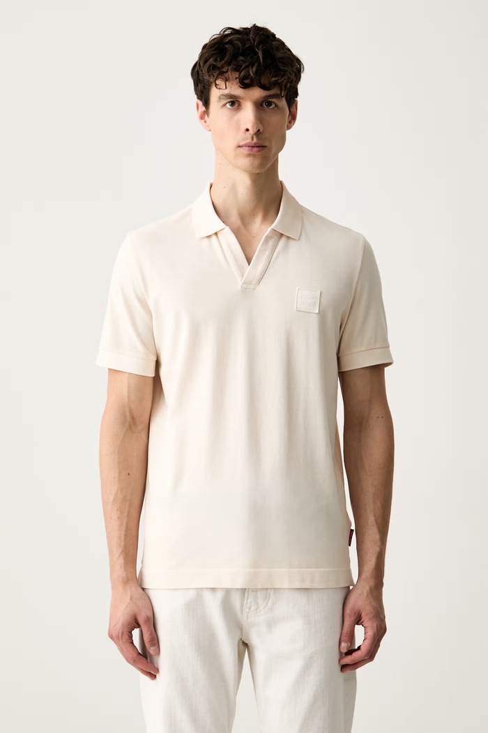 Joop! polo męskie bawełniane z elastanem beżowy 30103297