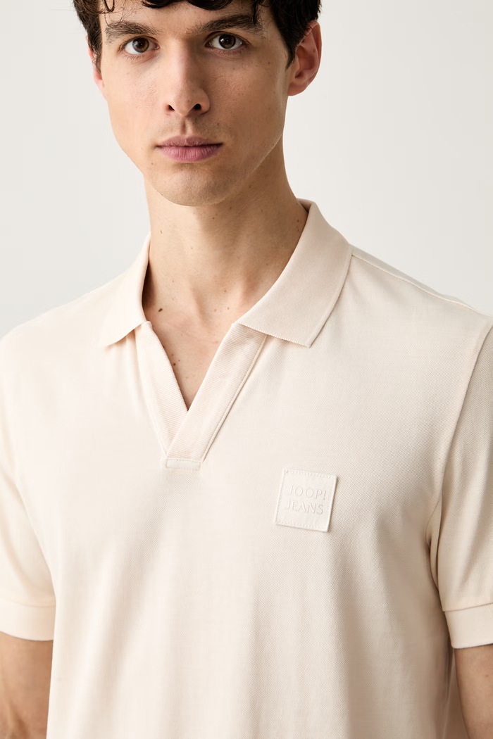 Joop! polo męskie bawełniane z elastanem beżowy 30103297